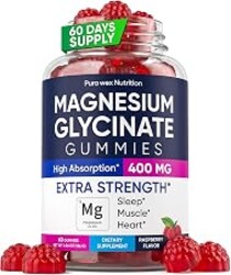 Magnesium Glycinate 400mg Gummies - Relax & Sleep, Men & Women, Raspberry | Bisglycinate for Women, Men & Kids, Sleep & Relax Support, Sugar Free, Vegan, 60 Count (60 Days Supply)