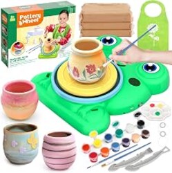 Pottery Wheel for Kids, Pottery Painting Craft Kit Sensory Toy Gift Girl 6+ | Arts and Crafts for Kids Ages 8-12 with 3 Pack Clay, Complete Art Supplies, Birthday Christmas Gift for 6+ Year Old Girls Boy