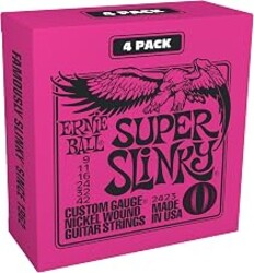Ernie Ball Super Slinky Nickel Wound Electric Guitar Strings Amazon Exclusive 4-Pack - 9-42 Gauge
