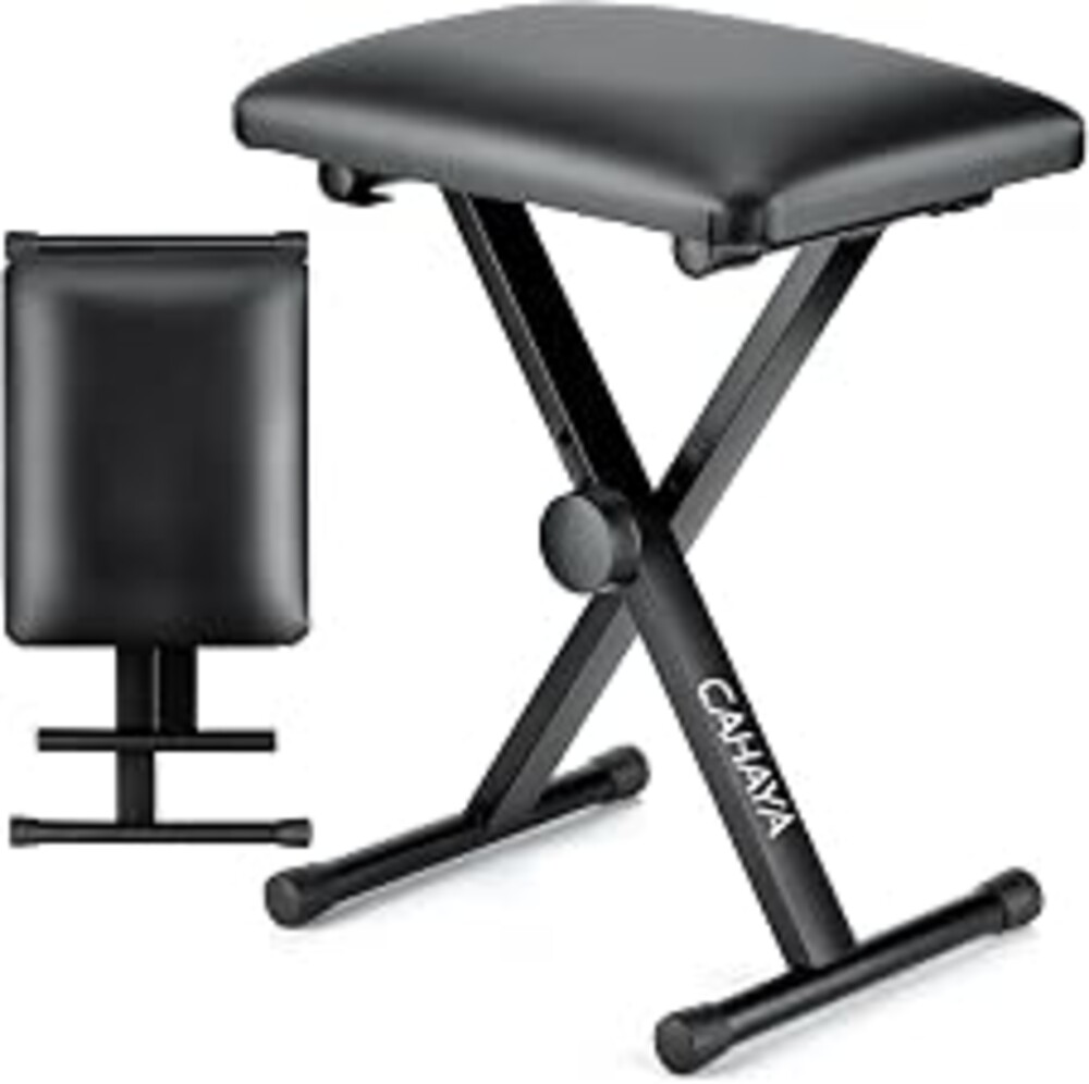 CAHAYA Keyboard Bench X-Style Height Adjustable 16.3-19.6in Padded Cushion Piano Stool Bench Keyboard Chair for Keyboards Piano CY0257