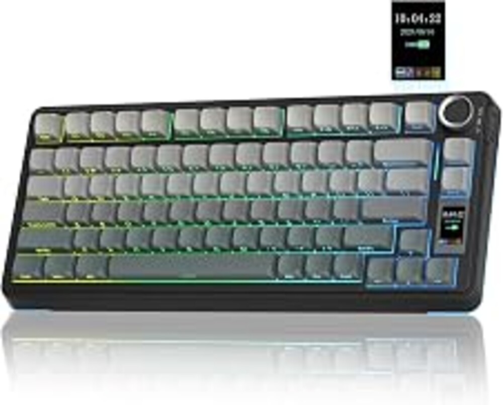 AULA S75 PRO Wireless Mechanical Gaming Keyboard with Screen&Knob, 80 Keys | Tri-Mode Hot Swappable Gaming Keyboard 75%, Pre-lubed Switches, RGB Backlit, PBT Keycaps, Creamy Sounding Computer Keyboards