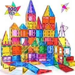 NVHH 100PCS Magnetic Tiles Blocks for Kids Ages 3-5 4-8 STEM Learning Toys | Educational Preschool Magnet Building Toys for Toddlers,Christmas Birthday Gifts for 3 4 5 6 7 8+ Year Old Boys Girls