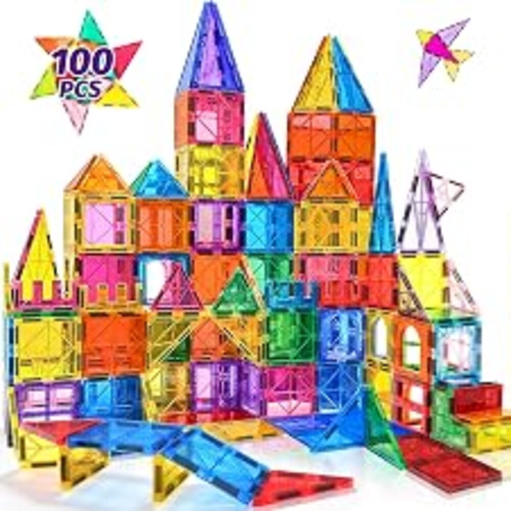 NVHH 100PCS Magnetic Tiles Blocks for Kids Ages 3-5 4-8 STEM Learning Toys | Educational Preschool Magnet Building Toys for Toddlers,Christmas Birthday Gifts for 3 4 5 6 7 8+ Year Old Boys Girls