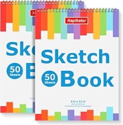 9" x 12" Sketch Book, 2-Pack 50 Sheets Spiral Bound Art Sketchbook Notebook | Acid Free Artist Drawing Book Paper, Art Supplies for Adults Kids, Coloring Book, Sketch Paper for Drawing Coloring Sketching
