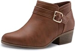 Athlefit Women's Chunky Low Heel Short Ankle Boots | Fall Winter Booties Shoes with Pointed Toe & Side Zipper, Comfortable 1.65 Inches Heel, Ideal for Casual Outing & Daily Wear