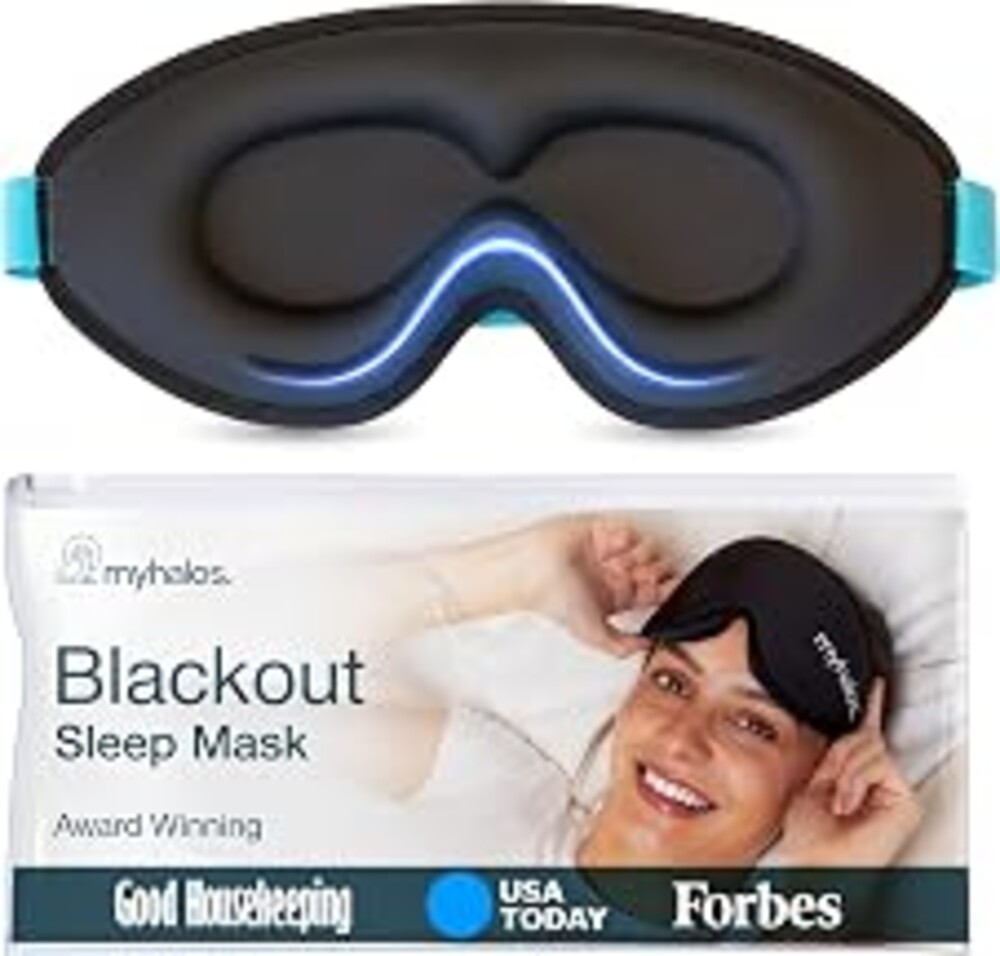 MyHalos Sleep Mask for Men and Women, 3D Blackout Eye Masks for Sleep | Sleeping Mask, Blindfold, Zero Pressure, Breathable, Side Sleepers &Eyelash Friendly, Night & Travel Eye Mask (Black)