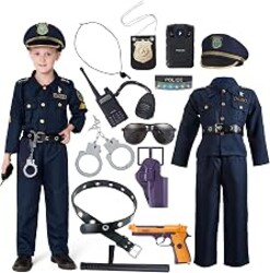 JOYIN Toy Halloween Toddler Police Costume, Police Officer Costume for Boys, Kids Cop Outfit for Halloween Pretend Roleplay