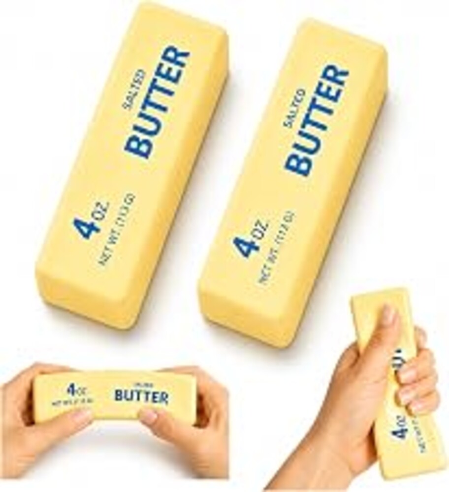2 PCS Butter Squishy,Butter Squishy Toy, Squishy Fidget Toy, Stress Relief Toy, Soft Squeeze Anxiety Relief Fidget Toy, 4oz Butter-Shaped Squishy Toy for Office Desk Home, Reusable Durable Material