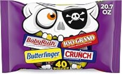 Butterfinger, CRUNCH, Baby Ruth, 100 Grand, Halloween Candy Bulk, 20.7 oz | Bulk candy bars, 40 individually wrapped fun size Halloween candy bars for snacking at home or adding to the office candy jar