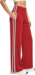 Alaroo Women's Pants Wide Leg High Waist with Pockets Loose Stretch Casual | Wide Leg Track Pants, High Waist, Contrast Side Stripes, Stretch Fabric and Pockets for Casual, Workout and Everyday Wear