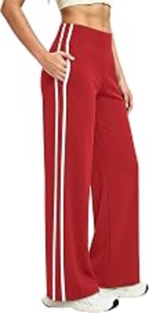 Alaroo Women's Pants Wide Leg High Waist with Pockets Loose Stretch Casual | Wide Leg Track Pants, High Waist, Contrast Side Stripes, Stretch Fabric and Pockets for Casual, Workout and Everyday Wear