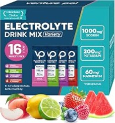 Venture Pal High Sodium Sugar-Free Electrolytes Powder Packets, 16 Sticks | Hydration Packets with Sodium, Potassium & Magnesium, Zero Calories, Keto, Vegan, and Paleo Friendly