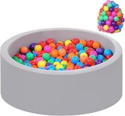 Wilwolfer Foam Ball Pit, Ball Pit for Toddlers, Gray, 100 Rainbow Balls | 33.5" x 10.5" Soft Memory Sponge Ball Pool for Kids, Round Playpen for Toddlers, Indoor Outdoor Game, Ideal Gift Toy for Kids