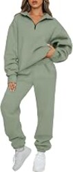 AUTOMET Women's Sweatsuits 2 Piece Outfits Lounge Sets | Cozy Airport Outfits,Casual Sweat Sets for Fall and Winter,Half Zip Pullover and Baggy Sweatpants with Pockets