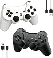 MOVONE wireless Controller for ps3 Rechargeable Game Wireless Controller 2Pack with2 Charging Cables, Compatible with Playstation3