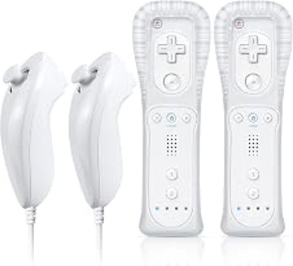 FASIGO Remote Controller with Nunchuck, Compatible with Nintendo Wii/Wii U | 2 Pack, White