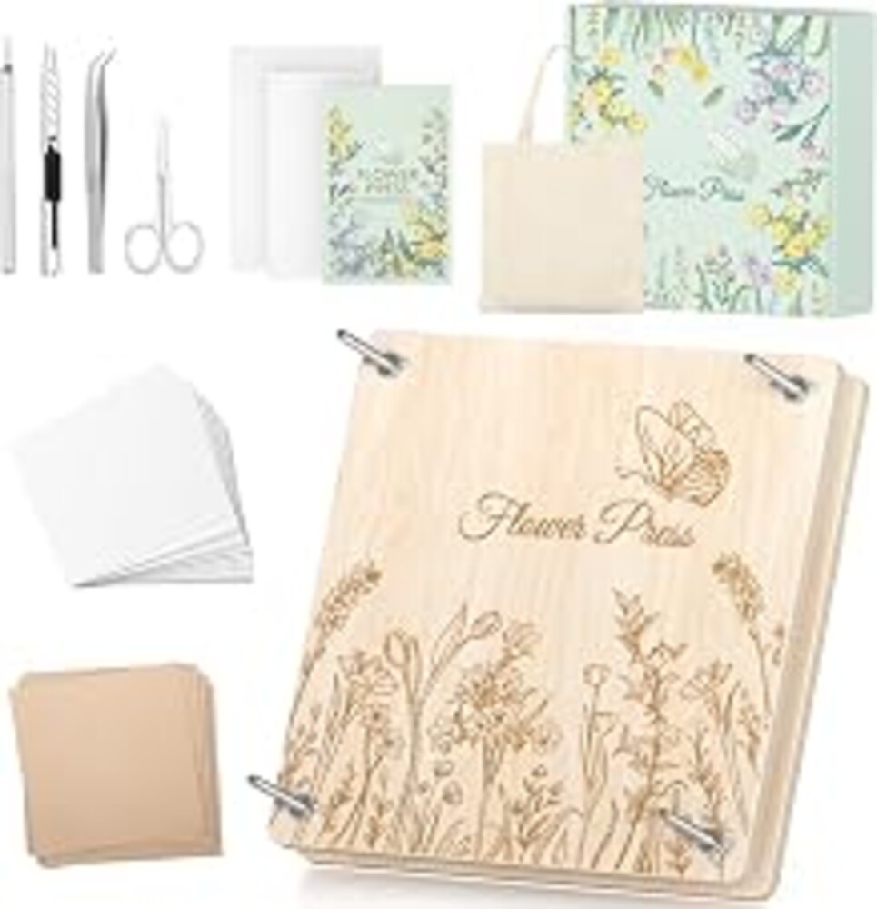 Wakhow Flower Press Kit, 11" x 11" Large Wooden Flower Press for Adult Teen | 10-Layer Drying Capacity, Preserve Flowers & Leaves Naturally, Create Pressed Flower Art, Bouquet Preservation, DIY Crafts