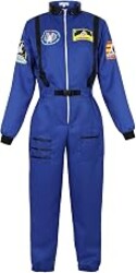 frawirshau Women’s Astronaut Costume Jumpsuit, Adult Space Costume for Halloween Cosplay Theme Party Dress Up, XS-3XL