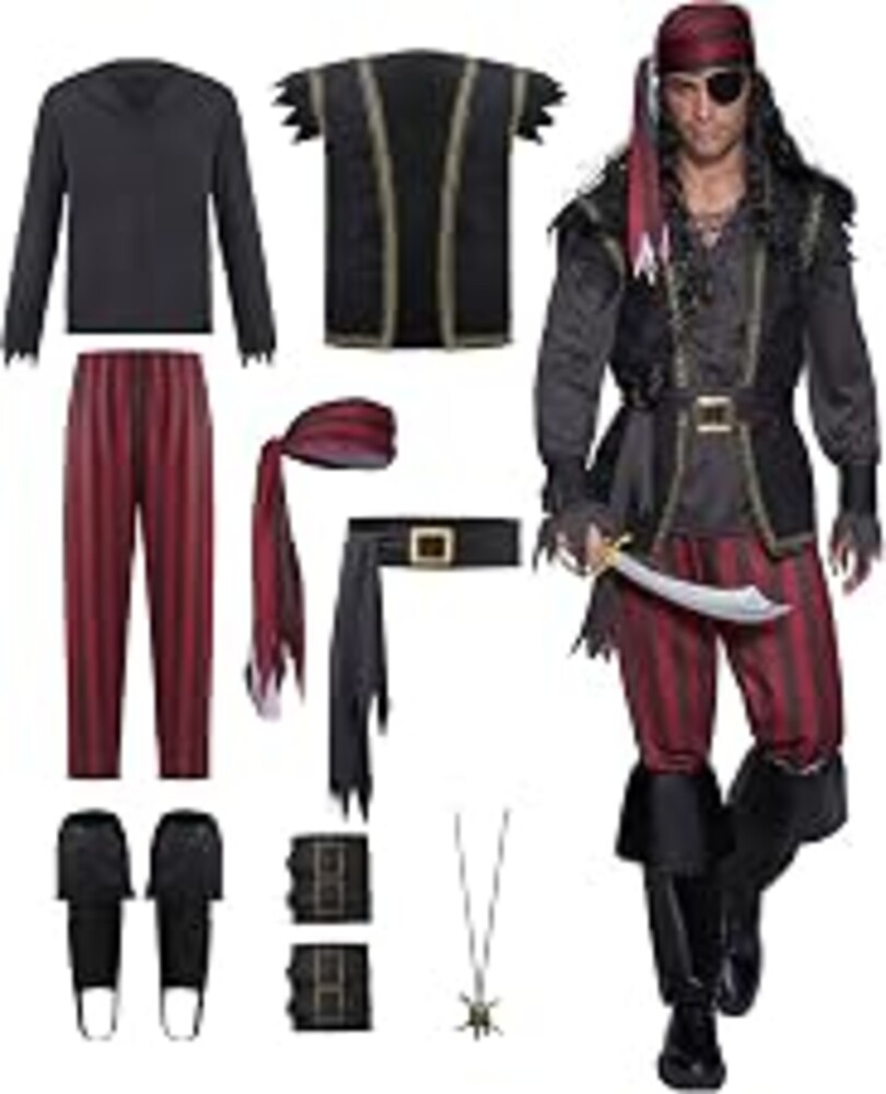 Spooktacular Creations Men Pirate Costume Ruthless Renegade Pirate Set with Boot Cover for Halloween Costume Cosplay Party