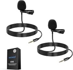 NEEWER 2 Pack Lavalier Lapel Microphone, Clip Lav Mics for Transmitter, CM5 | Compatible with DJI Wireless Mic Transmitters Rode GO II 2, Omnidirectional Condenser, Wired, for Stage, YouTube, Streaming