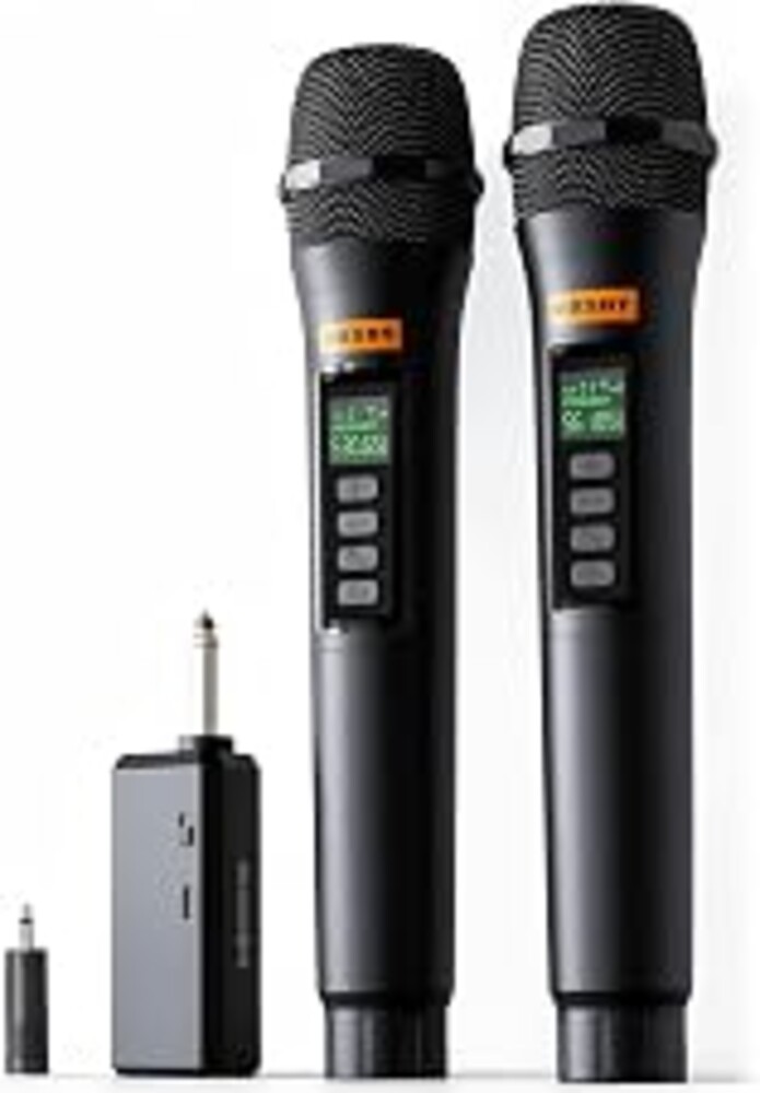 MRSDY Rechargeable Wireless Microphones with Volume Control, Mute | Clear Sound, Long Battery Life, Cardioid Directionality, 2 Dynamic Handheld Karaoke Mic for Singing, Wedding, DJ, Party