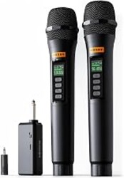MRSDY Rechargeable Wireless Microphones with Volume Control, Mute | Clear Sound, Long Battery Life, Cardioid Directionality, 2 Dynamic Handheld Karaoke Mic for Singing, Wedding, DJ, Party