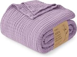 Love's cabin 100% Cotton Muslin Blanket Throw for Couch, Lavender | 6 Layer Lightweight Breathable Gauze Throw Blanket 50 x 60 Inches, Soft All Season Blanket for Couch, Bed, Sofa