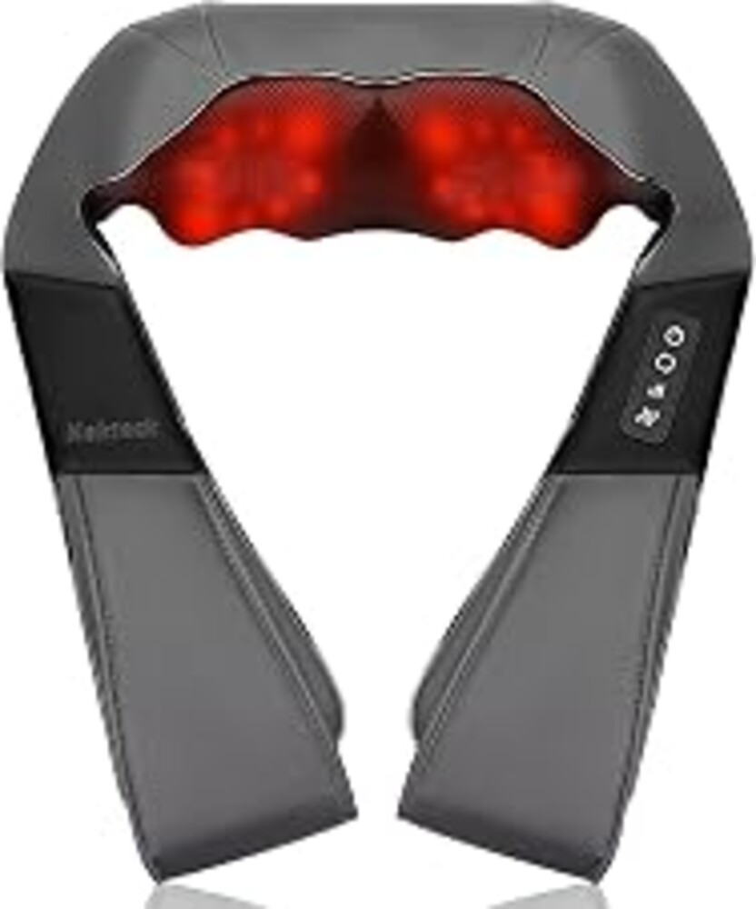 Nekteck Shiatsu Neck Massager with Heat for Pain Relief, Gray, NOT Cordless | 2026 Upgraded 3D Back Shoulder Kneading Massage Pillow, 3 Intensity Speeds Deep Tissue, Relaxation Gifts for Men Women