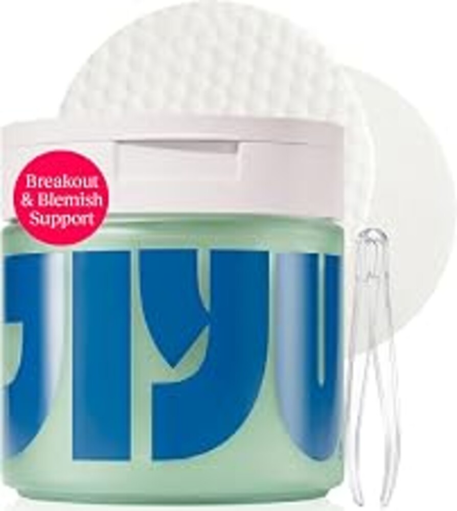 JIYU Cleansing Polish Pads - Korean Skincare for Clogged Pores, Breakouts & Uneven Skin Texture - Face Exfoliating Pads with Glycolic Acid (AHA), Salicylic Acid (BHA) & Niacinamide - 60 Count