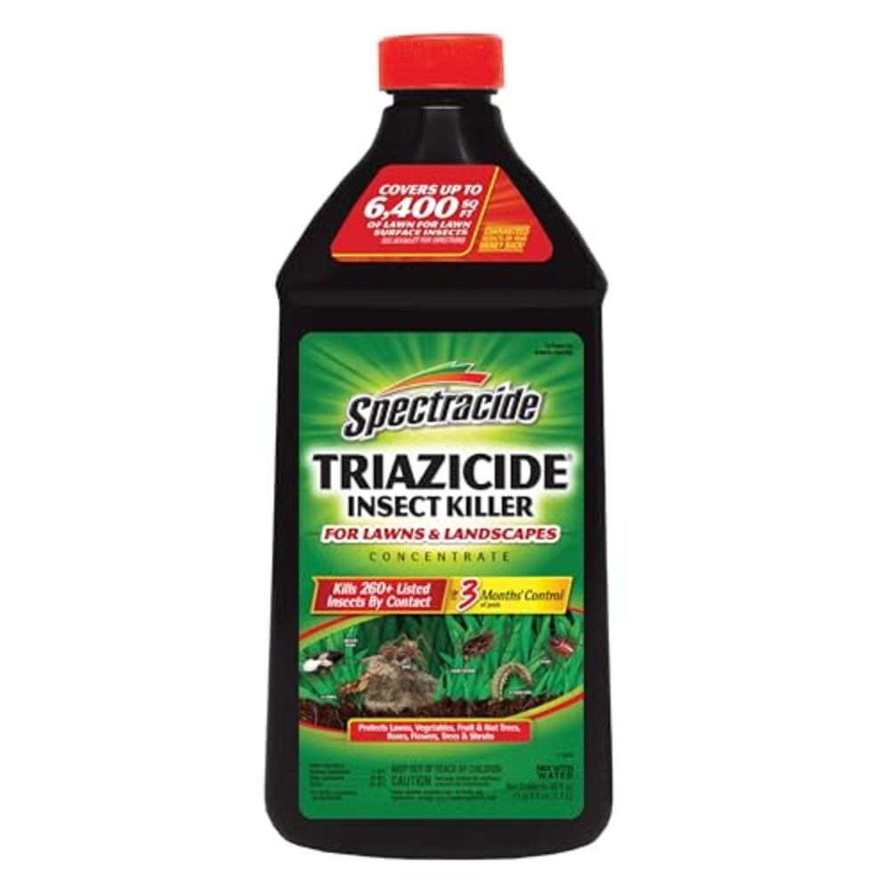 Spectracide Triazicide Insect Killer for Lawns & Landscapes, 40 Oz | Protects Lawns, Vegetables, Flowers & More, Kills 260+ Insects By Contact, Mix & Apply With Sprayer, Controls Up To 3 Months