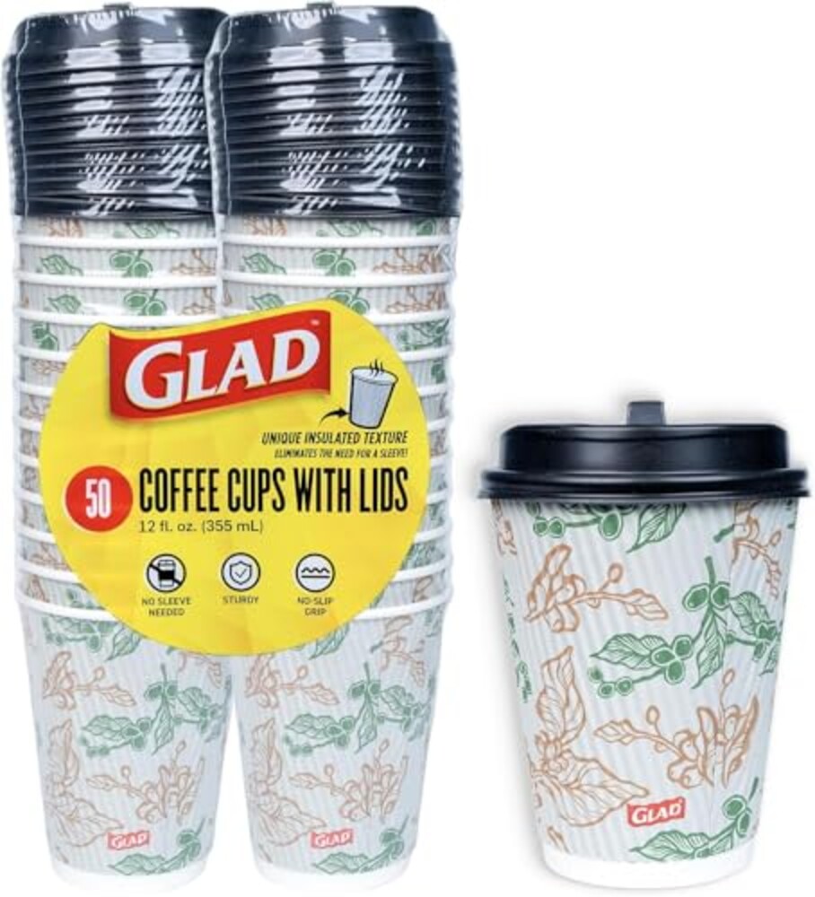 Glad Disposable Coffee Cups with Lids, C