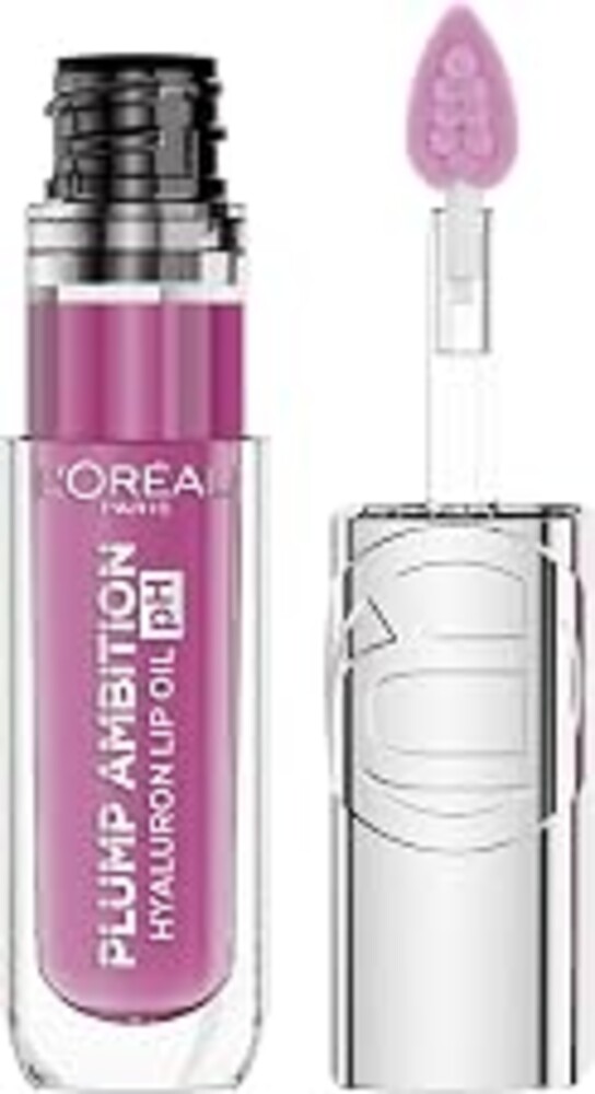 L'Oreal Paris Plump Ambition pH Hyaluron Lip Oil, Color Shifting Lip Tint with 24HR Hydration, Volumizing Shine and Lasting Color, 050 pH Lilac