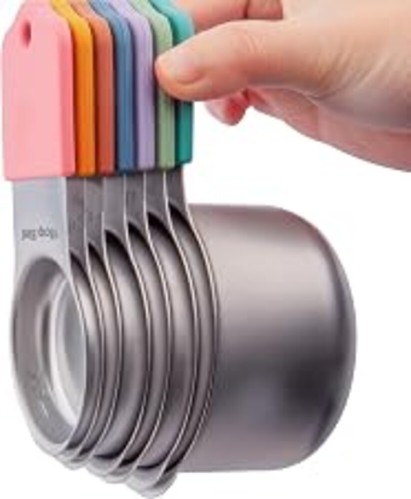 XSNBRD 7-Piece Magnetic Measuring Cup Set, Stainless Steel Stackable Cups | Stackable cups 1/8 to 1 cup. Engraved marks, dishwasher safe. Ideal kitchen gift. Multicolor.