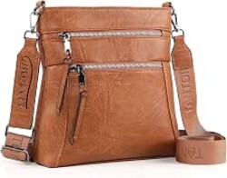 TANTOMI Medium Crossbody Bags for Women, PU Leather Travel Crossbody Purses | Soft Vegan Leather, Multi Compartments & pockets, lightweight, Organized, Adjustable Strap for Travel, Work & Everyday Style