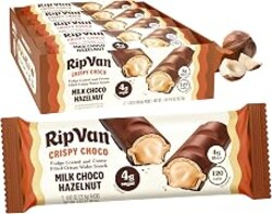 Rip Van Crispy Choco - Milk Choco Coated Hazelnut Wafer Bars - Low Sugar Fudge and Hazelnut Cream Filled Snack - 12 Pack