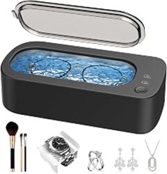 Ultrasonic Jewelry Cleaner Machine: 48KHz Ultra Sonic Cleaner for Jewelry,Eyeglass,Rings,Watch Band,Dentures,with Dual Cleaning Modes,350ML 304 Stainless Steel Tank,Gift for Wife,Mom,Daughter