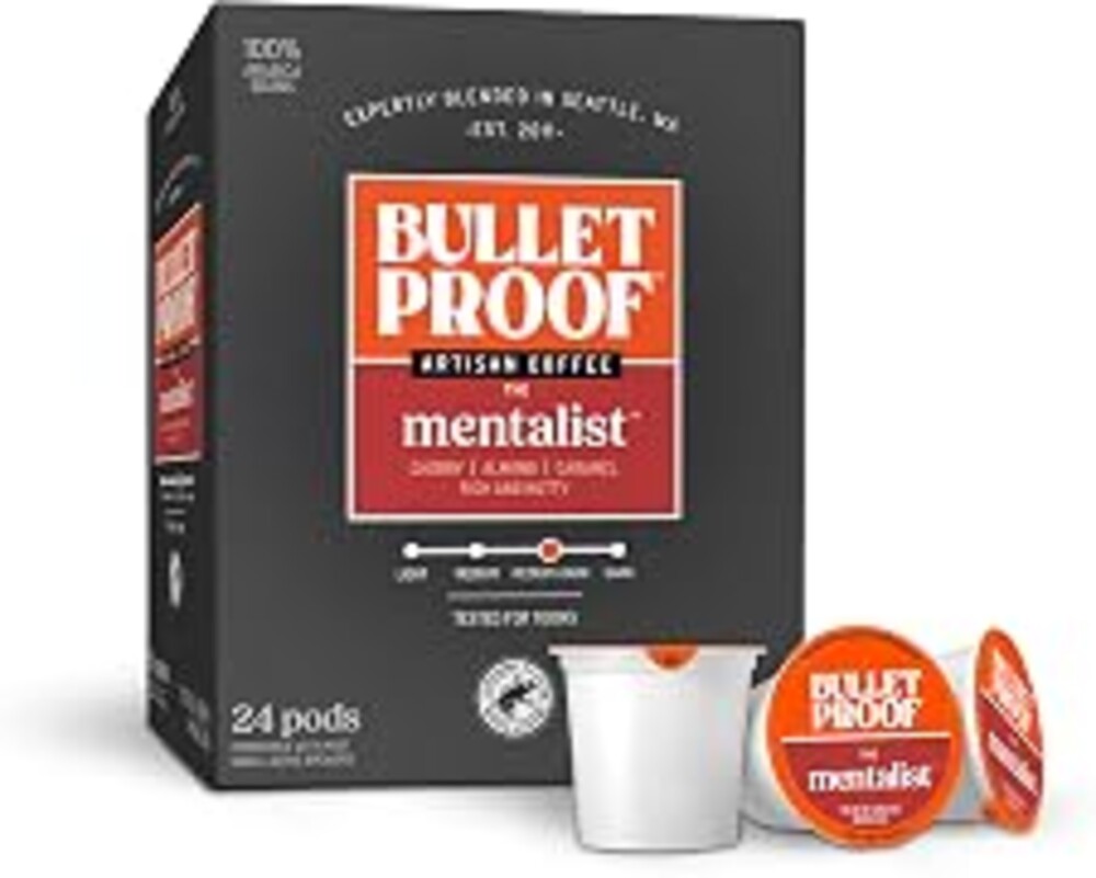 Bulletproof The Mentalist Medium-Dark Roast Single-Serve Pods, 24 Count, Clean Coffee Tested for Toxins