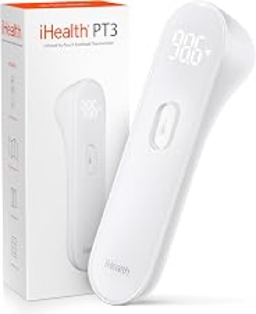 iHealth No-Touch Forehead Thermometer for Adults, Kids, Babies PT3 | 1s Fast Accurate, 3 Ultra-Sensitive Sensors, Quiet Vibration Feedback, Digital Large LED Digits, Use for Home & Nurses