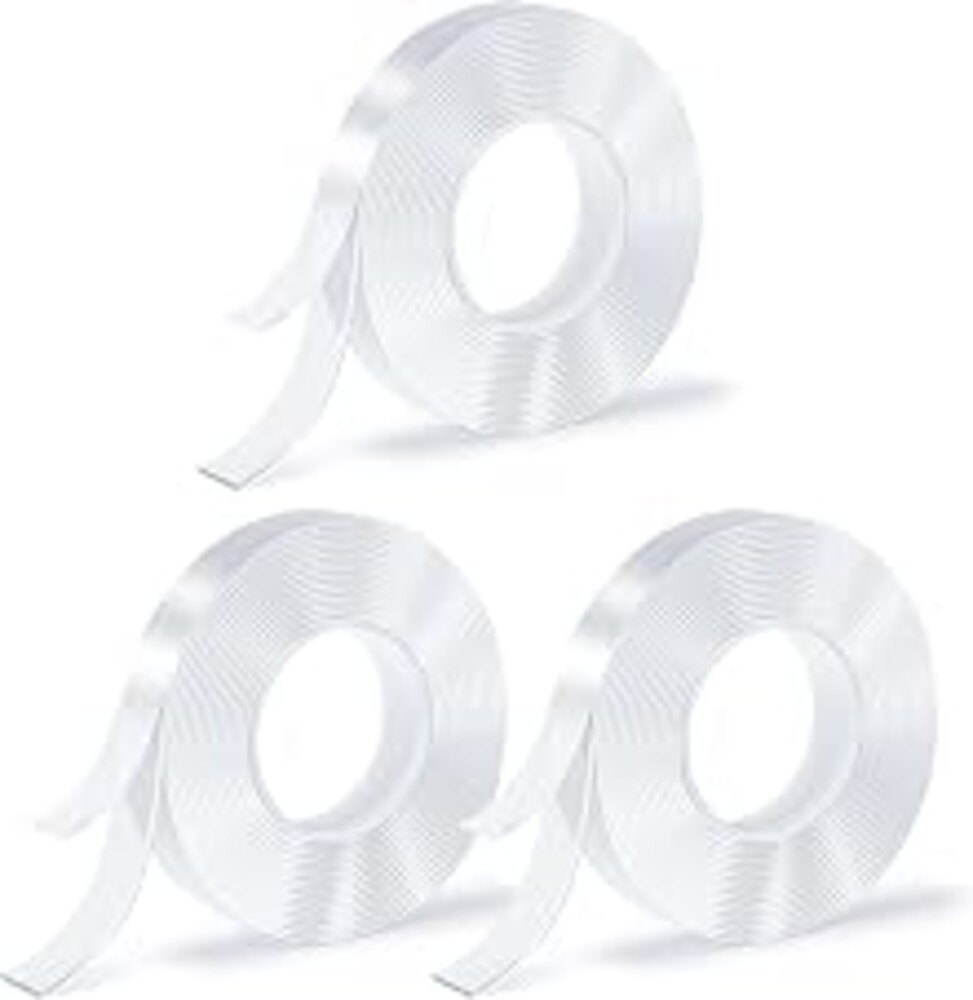 SUTOUG 3 Rolls Double Sided Tape, Nano Tape, Transparent Adhesive Tape, Traceless Adhesive Tape, Removable, Washable, Reusable, Suitable for Carpets, Photo Walls, 9.8 Feet Per Roll