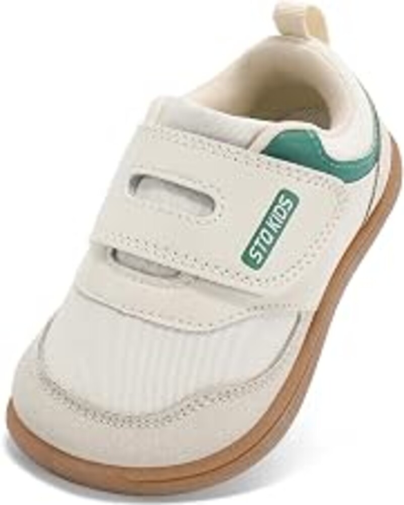 STQ KIDS Toddler Wide Toe Box Shoes Barefoot Boys Girls Fashion Sneakers | PVC non-slip outsole, Hook-and-loop strap, Breathable PU upper, Zero-drop flexible sole, Supports Natural Foot Development