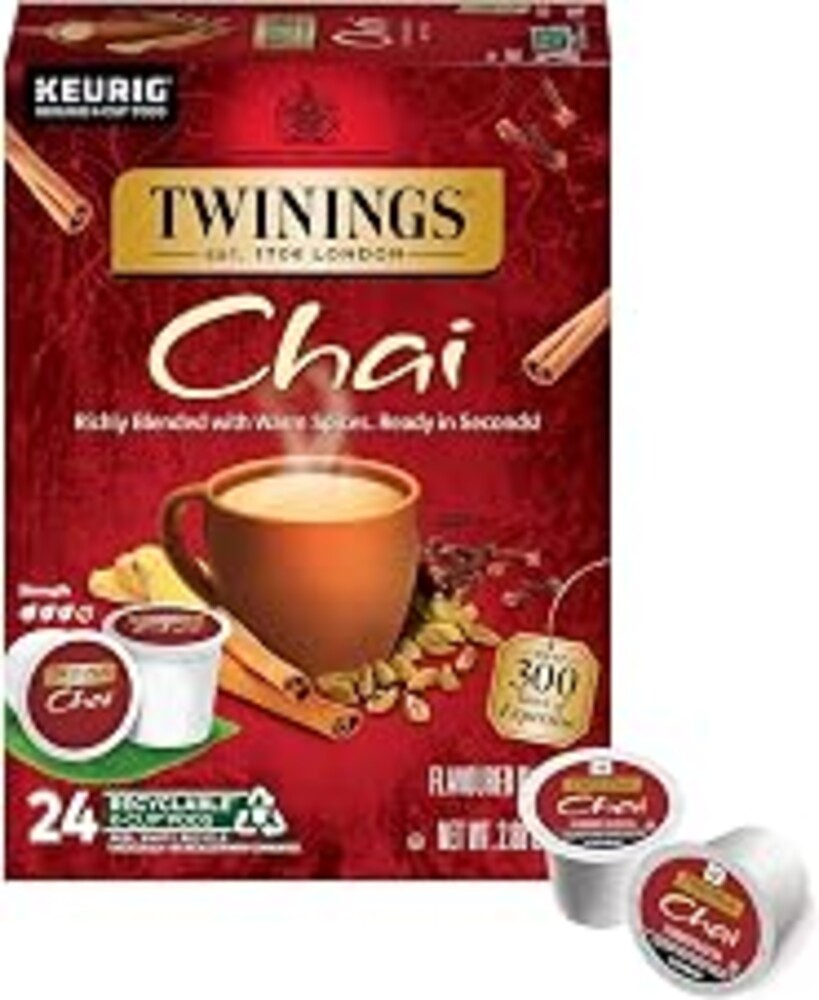Twinings Chai Black Tea K-Cup Pods for Keurig, 24 Count (Pack of 1), Naturally Sweet and Savoury Spice Flavours, Caffeinated, Enjoy Hot or Iced