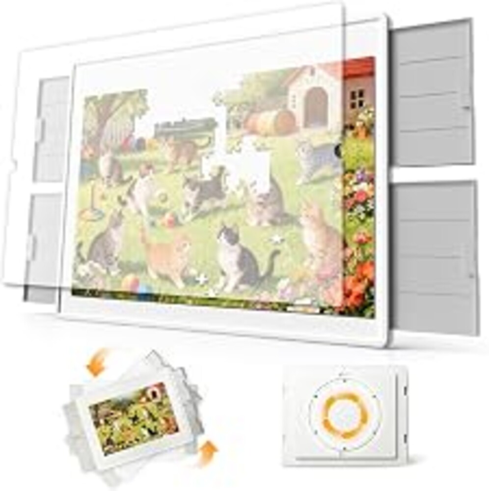 PITAPITA Rotating Jigsaw Puzzle Board for 1500 Pieces with 4 Drawers | | 35"x27" Portable Spinning Puzzle Table for Adults | Embedded Lazy Susan Jigsaw Puzzle Table