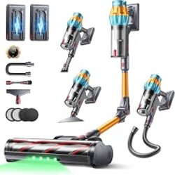 SMOTURE Cordless Vacuum Cleaner, 2 Batteries 130Mins Runtime 650W 55Kpa Stick Vacuum Cleaners for Home with 180° Foldable Wand, 3.3Ft Hose, LED Display, Wireless Vacuum for Floor/Carpet/Pet Hair