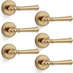 Amerdeco 6 Pack Champagne Bronze Passage Door Handles, Door Lever with Door Knobs Indoor for Bedroom or Bathroom, Heavy Duty Champagne Bronze Door Handles Interior with Locks for Left Right Sided Door