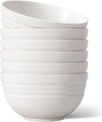 【NOT CERAMIC】Unbreakable Cereal Bowls, 25 OZ Wheat Straw Bowls Microwave and Dishwasher Safe BPA-Free Eco-Friendly Bowl Beige Color for Cereal, Serving ,Soup, Oatmeal, Pasta and Salad（Set Of 6）