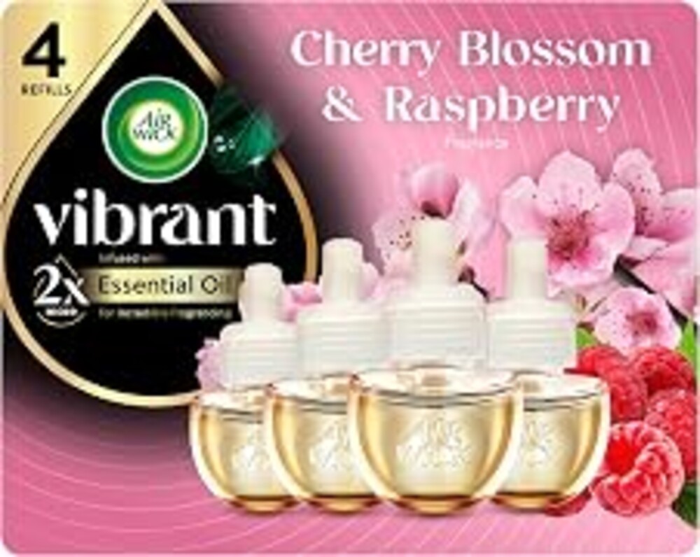 Air Wick Plug In Refills, Cherry Blossom & Raspberry, Scented Oil, 4ct | Air Wick plug in air fresheners for home, Cherry Blossom & Raspberry, 4 count scented oil refills infused with essential oils