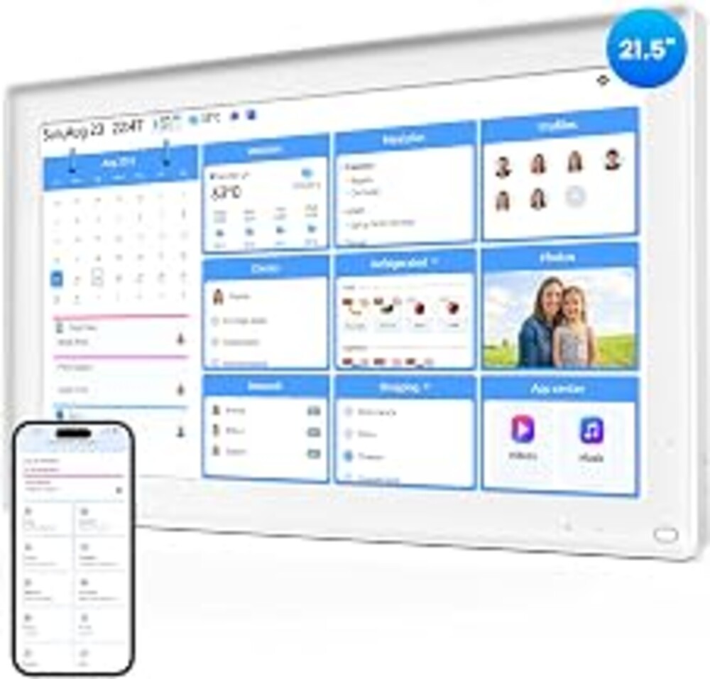 EVERBLOG HomeCal 21.5" Digital Family Calendar with Smart Fridge Management | Touchscreen | Calendar Sync | Chore Chart with Rewards | Meal Planner | Electronic Photo Frame | Wall Mount & Desk Stand