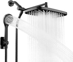 Seacity Black Rain Shower Head with Handheld Shower Head, 5 Spray Modes | High-Pressure Dual Shower Combo, Multi-Spray Handheld, 11-Inch Metal Extension Arm, Detachable Design for Easy, Flexible Use