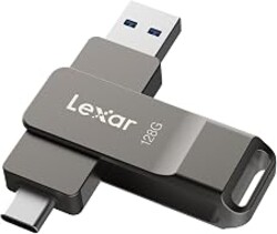 Lexar D40E 128GB Dual USB 3.2 Gen 1 Type-C Jump Drive, Titanium Grey | USB-C Flash, Metal Housing, Swivel Design, Thumb Drive