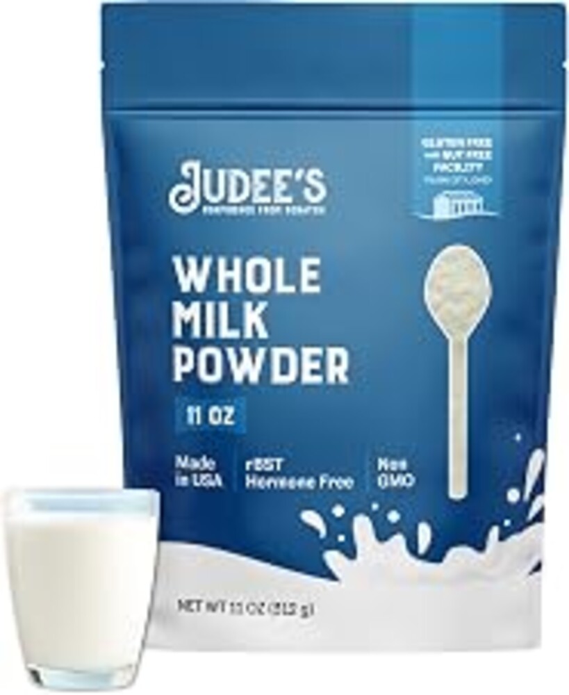 Judee's Gluten Free Whole Milk Powder - Creamy Instant Milk Powder for Baking Pancakes & Bread - Shelf-Stable Blend for Travel & Camping - 11 oz, Pack of 1